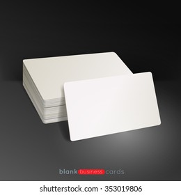 Stack of blank business cards on gray background with soft shadows. Vector illustration. EPS10.