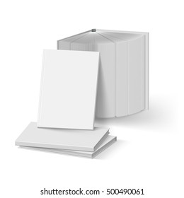 Stack of Blank Gray Books. Mockup Template on White Background