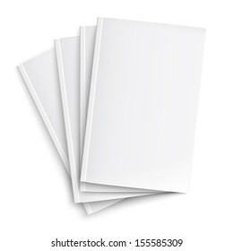 Stack of blank magazines template. on white background with soft shadows. Ready for your design. Vector illustration. EPS10.