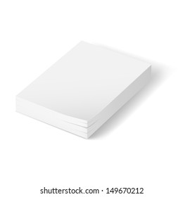 Stack Of Blank Paper.  Illustration On White Background 