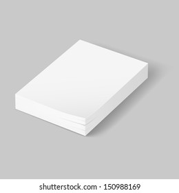 Stack of blank papers. Illustration on grey background