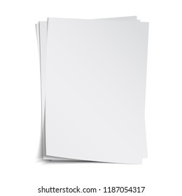 Stack of blank sheets with shadow, vector template, isolated on white