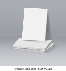 Stack of Blank White Books. Business Mockup Template