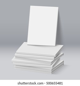 Stack of Blank White Books. Business Mockup Template for Design