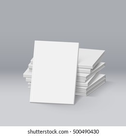 Stack of Blank White Books. Mockup Template for Design