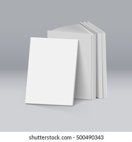 Stack of Blank White Books on Deep Background. Mockup Template