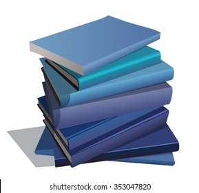 Stack of blue books isolated on white
