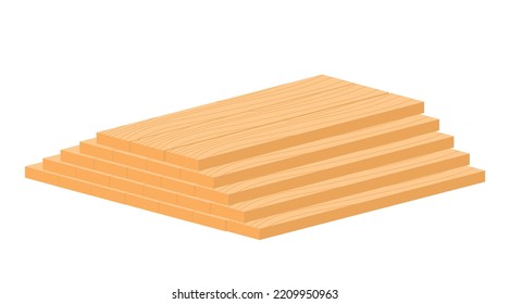 Icono de pila de tableros. Inventario de madera para construcción de suelos, aislamiento térmico, protección contra el frío. Elemento gráfico para el sitio web. Concepto de material de construcción. Dibujo vectorial plano de dibujos animados