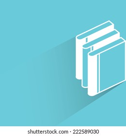 stack of book in blue background, flat and shadow design