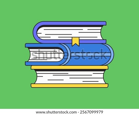 Stack of book with bookmark perfect for emphasizing learning and knowledge cartoon hand drawn illustration