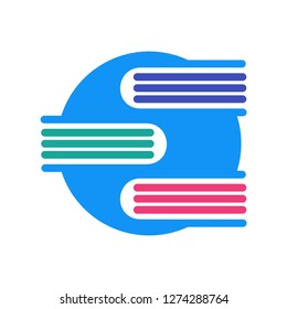 a stack of book in circle logo