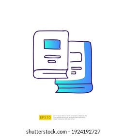 stack book doodle icon for education and back to school concept. Gradient fill line sign symbol vector illustration