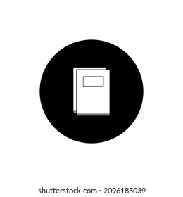 Stack of book front view icon circle background black color isolated.