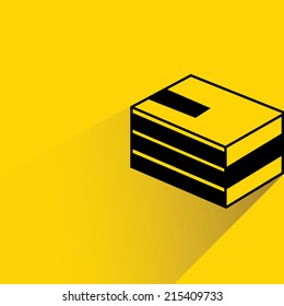 stack of book on yellow background, flat and shadow theme design