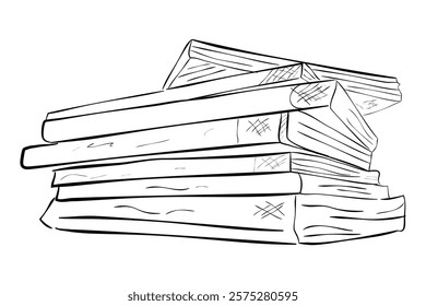 stack of book, simple hand draw sketch vector