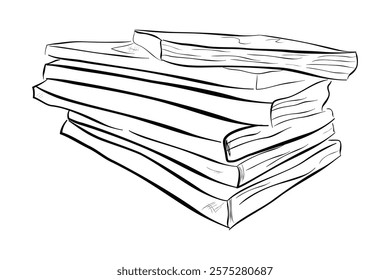 stack of book, simple hand draw sketch vector at white background

