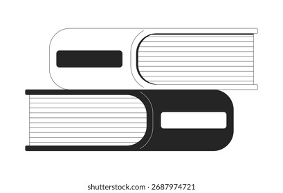Stack of books 2D line object. Knowledge, education, documentation. School literature. Bookstore textbooks. Study materials isolated clipart vector ink outline item. Monochrome spot illustration