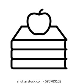 Stack Of Books With Apple On Top Line Art Vector Icon For Education Apps And Websites