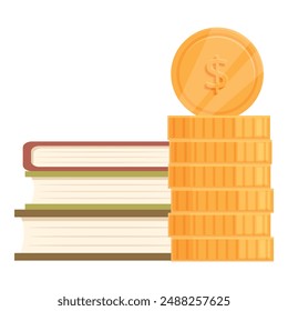 Stack of books beside rising coin stack, symbolizing the value of investing in education