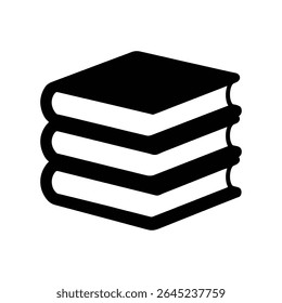Stack of Books Black Silhouette Icon