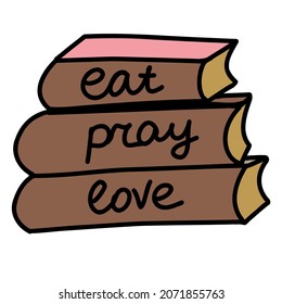 A stack of books. A book about love read a lot of paper books