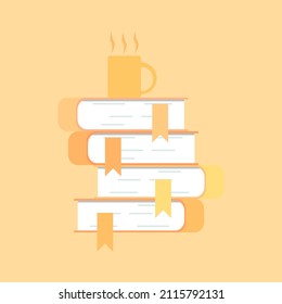 stack of books, bookmarked books, great works