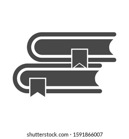 A stack of books with bookmarks. Simple vector icon.