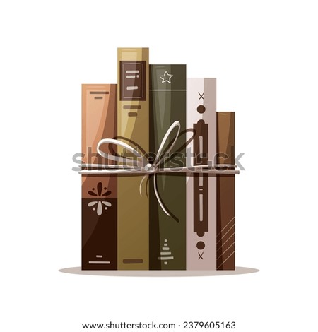 Stack of books. Bookstore, bookshop, library, book lover, bibliophile, education concept. Isolated vector illustration.