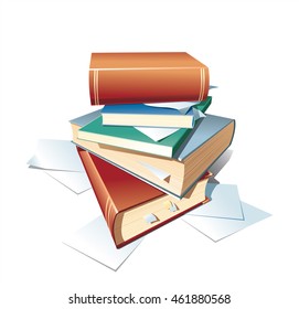 Stack of the books, carelessly built