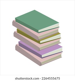 Stack of books cartoon vector illustration. Hardback books with colorful covers.