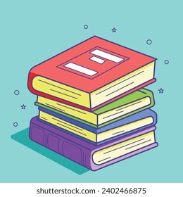 Stack of books with colorful cover
