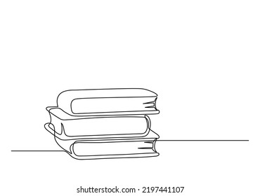 Stack Books Continuous Line Drawing Stock Vector (Royalty Free ...