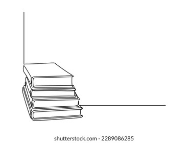 Stack of books. Continuous line drawing. Education concept.