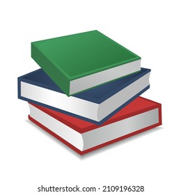 a stack of books of different colors on the table textbooks