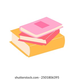 Stack of books of different sizes on white background