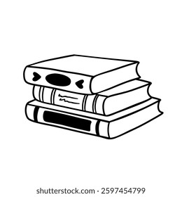 Stack of books doodle, cute book illustration, vector art
