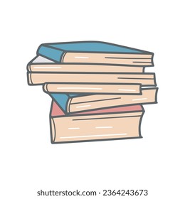 Pila de libros estilo boceto de dibujos aislados ilustración