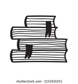 Stack of Books in doodle style. A Stack of Books, textbooks, notepads for reading. Vector illustration.