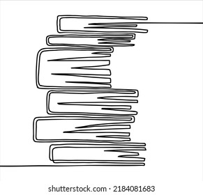 A stack of books drawn in one line. Vector illustration