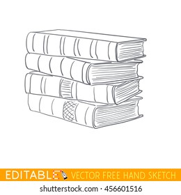 Stack of books. Editable vector graphic in linear style.