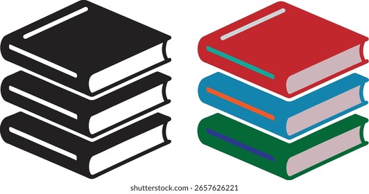 Stack of books education learning library school study icon vector.