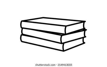 stack of books, education, pile of 3 books, knowledge symbol, thick black outline, isolated vector element, white background