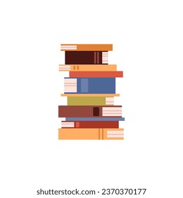 Stack of books or education textbooks heap for topic of science, literature or learning, flat vector illustration isolated on white background. Books for reading.