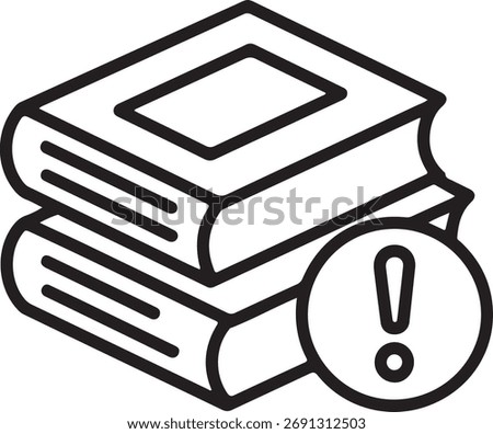 Stack of books with exclamation mark icon