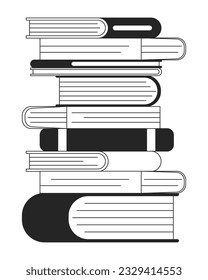Stack of books flat monochrome isolated vector object. Editable black and white line art drawing. Simple outline spot illustration for web graphic design