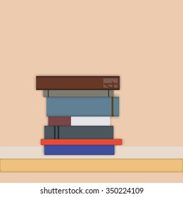 Stack of books in flat style