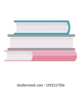 Stack of books, flat vector illustration. Hardback books with colorful covers of Literacy, library, reading, education, teaching, learning theme