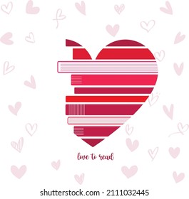 Pila de libros en forma de corazón Amor para leer