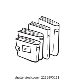 Stack of books freehand drawing in doodle style. Vector illustration.