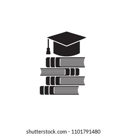 a stack of books with a graduate cap illustration. Element of library icon for mobile concept and web apps. Detailed a stack of books with a graduate cap icon can be used for web on white background